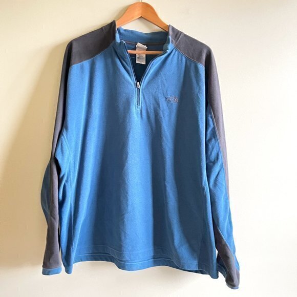 The North Face TKA 100 Micro 1/4 Zip Fleece Pullover Mens Size XL Blue Top A436‎ - Picture 1 of 8